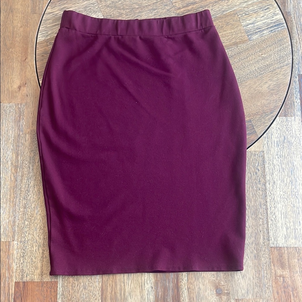 Burgundy Pencil Skirt Womens Large L Sleek Office Business Casual Fall Midi‎ Red